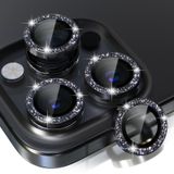 Choiche iPhone 15 Pro/iPhone 15 Pro Max Kamera Lens Koruyucu Bling, 9H Temperli Cam Kamera Kapağı Ekran Koruyucu Metal Halka Dekorasyon Aksesuarları (Glitter-Siyah)