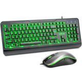 CHONCHOW Kablolu Klavye ve Fare Combo Büyük Baskı, Kırmızı-Yeşil-Sarı LED Işık up ve Sessiz Tuşlar Ofis ve Oyun, RGB Fare, Arkadan Aydınlatmalı Klavye, PC Dizüstü Bilgisayar için - Siyah