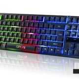 CHONCHOW Kablosuz LED Klavye, Şarj Edilebilir 87 Tuşlu RGB LED Arkadan Aydınlatmalı Kablosuz Klavye, Ergonomik Işıklı Oyun Klavyesi Kablosuz PC PS4 PS5 Xbox One için