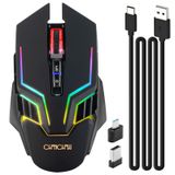 CHONCHOW PC için kablosuz oyun faresi, RGB arkadan aydınlatmalı, 11 ışık modu, 2.4G alıcı/USB-C, 3200 DPI'ya kadar, şarj edilebilir kablosuz bilgisayar faresi, dizüstü bilgisayar/Windows/PS4 oyuncu