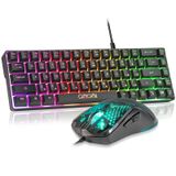 CHONCHOW%60 Oyun Klavyesi ve Fare Kombinasyonu, 68 Tuşlu Kablolu LED RGB Arkadan Aydınlatmalı Siyah Oyun Klavyesi ve RGB Arkadan Aydınlatmalı Oyun Faresi, PC Dizüstü Bilgisayar Xbox PS4 Oyuncuları ve