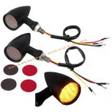 Chopper Harley Uyumlu Alüminyum Retro Sivri Bullet Sinyal Takım Black