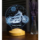 Chopper Motosiklet, Motor Hayranlarına Hediye, Motosiklet Hediyesi Kişiye Özel 3 Boyutlu Led Lamba