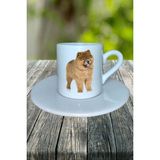 Chowchow Köpek Baskılı Türk Kahvesi Fincanı Tabaklı Kişiye Özel Model 4