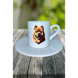 Chowchow Köpek Baskılı Türk Kahvesi Fincanı Tabaklı Kişiye Özel Model 6