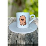 Chowchow Köpek Baskılı Türk Kahvesi Fincanı Tabaklı Kişiye Özel Model 7