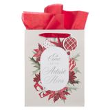 Christian Art Gifts Büyük Portre İlham Verici Noel Hediye Çantası, Erkekler ve Kadınlar için Etiket ve Ambalaj Kağıt Seti: Noel Zamanı Teması, Sağlam Saten Kurdele Kolları, Şenlikli Kırmızı