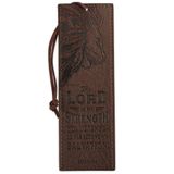 Christian Art Gifts Suni Deri Kitap Ayracı The Lord is My Strength Exodus 15:2 İncil Ayeti, Kahverengi