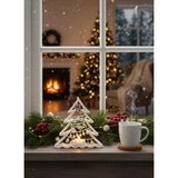 Christmas Serisi Glass Tree Mumluk - Gift Aydınlatma - Ev Dekorasyon - Dekoratif Beyaz Mumluk