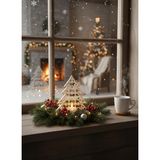 Christmas Serisi Glass Tree Mumluk - Snow Aydınlatma - Ev Dekorasyon - Dekoratif Beyaz Mumluk