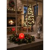 Christmas Serisi Kartopu Mumluk - Dekoratif Aydınlatma - Ev Dekorasyon - Dekoratif Beyaz Mumluk (Kırmızı)