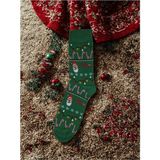 Christmas Socks Işıklı Noel Baba Figürlü Dokuma Yılbaşı Çorap - 01-Yeşil - Standart