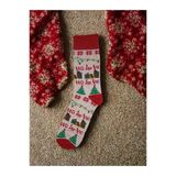 Christmas Socks Kırmızı Yılbaşı Figürlü Dokuma Çorap