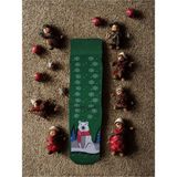 Christmas Socks Yeşil Ayıcıklı Kar Taneli Dokuma Yılbaşı Çorabı - Standart - 01-Yeşil