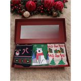 Christmas Socks Yılbaşı Desenli Unisex Yetişkin Çorap 3'lü Hediye Set - Standart - 105-Renkli
