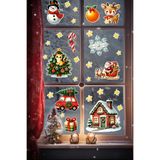Christmas Stickerları, Noel Baba ve Yılbaşı Temalı Çocuk Odası Dekorasyon Seti, Kendinden Yapışkanlı Cam Süslemeleri, Sökülebilir Duvar Vitrin Çıkartmaları (Karlı Ev ve Kış Neşesi)