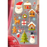 Christmas Stickerları, Noel Baba ve Yılbaşı Temalı Çocuk Odası Dekorasyon Seti, Kendinden Yapışkanlı Cam Süslemeleri, Sökülebilir Duvar Vitrin Çıkartmaları (Karlı Evler ve Çam Ağacı)