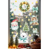 Christmas Stickerları, Noel Baba ve Yılbaşı Temalı Çocuk Odası Dekorasyon Seti, Kendinden Yapışkanlı Cam Süslemeleri, Sökülebilir Duvar Vitrin Çıkartmaları (Noel Baba ve Sevimli Dostları)