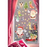 Christmas Stickerları, Noel Baba ve Yılbaşı Temalı Çocuk Odası Dekorasyon Seti, Kendinden Yapışkanlı Cam Süslemeleri, Sökülebilir Duvar Vitrin Çıkartmaları (Noel Baba ve Sevimli Hayvanlar)