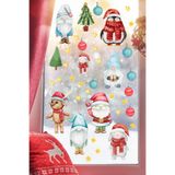Christmas Stickerları, Noel Baba ve Yılbaşı Temalı Çocuk Odası Dekorasyon Seti, Kendinden Yapışkanlı Cam Süslemeleri, Sökülebilir Duvar Vitrin Çıkartmaları (Sevimli Kış Ekibi)