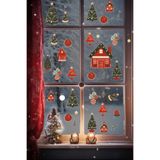 Christmas Stickerları, Noel Baba ve Yılbaşı Temalı Çocuk Odası Dekorasyon Seti, Kendinden Yapışkanlı Cam Süslemeleri, Sökülebilir Duvar Vitrin Çıkartmaları (Yılbaşı Ağacı ve Evler)