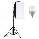 Chromakey Ürün Çekimi Moda Reklam Cast Için Güçlü 50 Wat LED Ampullü Sürekli Işık Softbox Set 50X70 cm