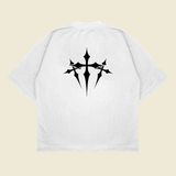 Chrome Hearts x Nocta Baskılı Oversize Unisex Pamuklu Nefes Alan Kalın Kumaşlı - Beyaz - XL