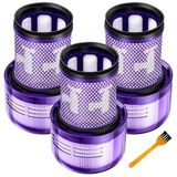 Chuancheng 3 adet HEPA filtre 971517-01 Dyson V12 Detect Slim Cordless kablosuz süpürge parçaları aksesuarları, 1 adet fırça ile