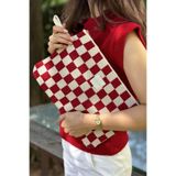 CHUBA Dama Desenli Triko Laptop & Macbook & Tablet Kılıfı 13”-14” Inç Uyumlu Kırmızı-Vanilya CHAX822
