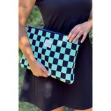 CHUBA Dama Desenli Triko Laptop & Macbook & Tablet Kılıfı 13”-14” Inç Uyumlu Lacivert-Mint CHAX822