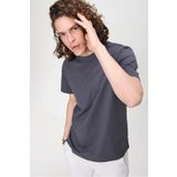 CHUBA Erkek Antrasit Bisiklet Yaka Regular Fit Basic Pamuklu T-shirt