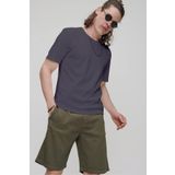 CHUBA Erkek Antrasit Premium Bisiklet Yaka Dokulu Regular Fit Basic T-shirt 21s103