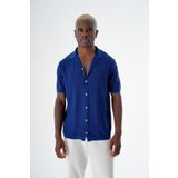 CHUBA Erkek Desenli Kısa Kollu Regular Fit Triko Gömlek Navy 24s267