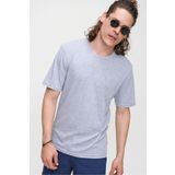 CHUBA Erkek Gri Premium Bisiklet Yaka Dokulu Regular Fit Basic T-shirt 21s103