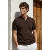 CHUBA Erkek Polo Yaka Düğmeli Kısa Kollu Triko T-Shirt Kahve 26S2016