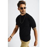 CHUBA Erkek Siyah Fitilli Bisiklet Yaka T-Shirt