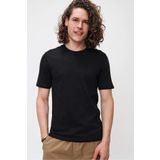 CHUBA Erkek Siyah Premium Bisiklet Yaka Dokulu Regular Fit Basic T-shirt 21s103