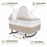 Chubby Baby Yer Beşiği Anadizi Gondol Sallanır Sabitlemeli Sineklikli - Bej
