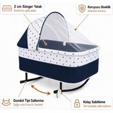 Chubby Baby Yer Beşiği Anadizi Gondol Sallanır Sabitlemeli Sineklikli - Lacivert