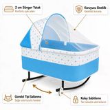 Chubby Baby Yer Beşiği Anadizi Gondol Sallanır Sabitlemeli Sineklikli - Mavi