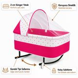 Chubby Baby Yer Beşiği Anadizi Gondol Sallanır Sabitlemeli Sineklikli - Pembe
