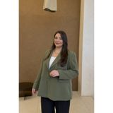 CHUL BÜYÜK BEDEN KADIN OVERSİZE ASTARLI BLAZER CEKET - HAKİ