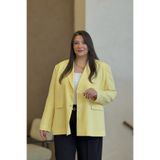 CHUL BÜYÜK BEDEN KADIN OVERSİZE ASTARLI BLAZER CEKET - SARI