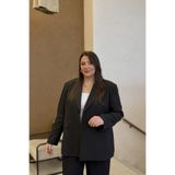 CHUL BÜYÜK BEDEN KADIN OVERSİZE ASTARLI BLAZER CEKET - SİYAH