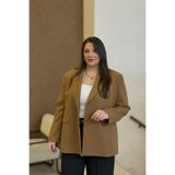 CHUL BÜYÜK BEDEN KADIN OVERSİZE ASTARLI BLAZER CEKET - TABA