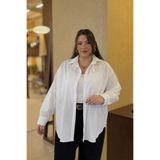 CHUL Büyük Beden Kadın Oversize Poplin Gömlek - Beyaz