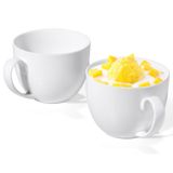 Chulan Ekstra Büyük Kemik Çin Kahve Kupaları, 22oz Seramik Kupalar 2'li Set, Beyaz Hafif Porselen Espresso Bardakları Tahıl Salataları için Saplı Çorba Kupaları Tatlılar Kahve Çay Latte Kakao Suyu