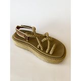 Chunky Bodrum Platform Kadın Halat Sandalet - Bej