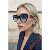 Chunky Frame Bambus Geometrik Çerçeve Siyah Degrade Camlı Ultra Hafif Uv400 Filtreli Mavi İndigo Kadın Güneş Gözlüğü