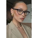 Chunky Frame Melone Cat Eye Optik Uyumlu Ultra Hafif Siyah Çerçeveli Kadın Mavi Işık Korumalı Gözlüğü